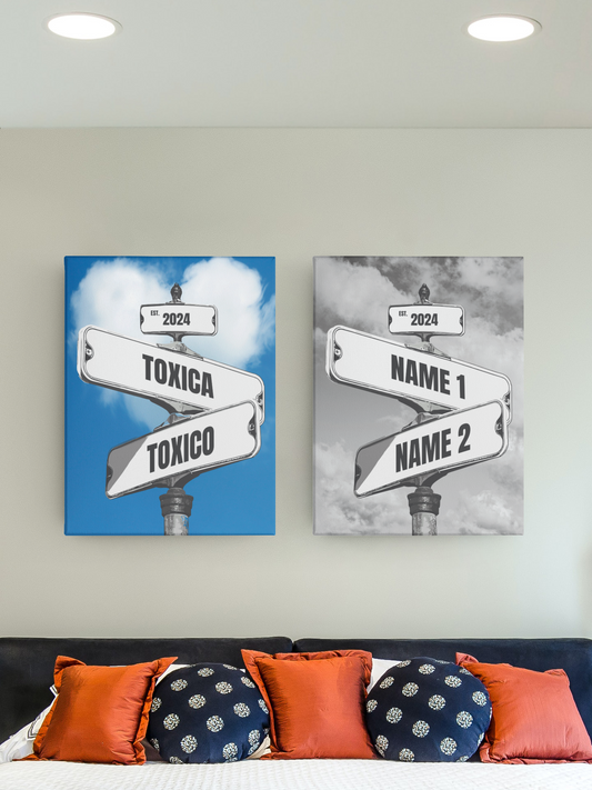 Couples Street Sign Canvas Wall Art